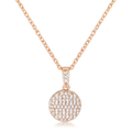 Avera Radiant CZ Disk Pendant Necklace in Pink