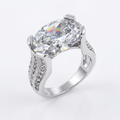 Avera Oval Triplet Cubic Zirconia Ring in Sterling Silver