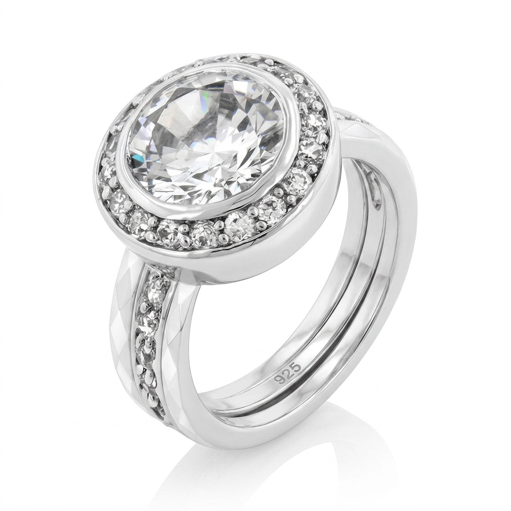 Avera Gatsby Engagement Ring In Polished Silver Finish