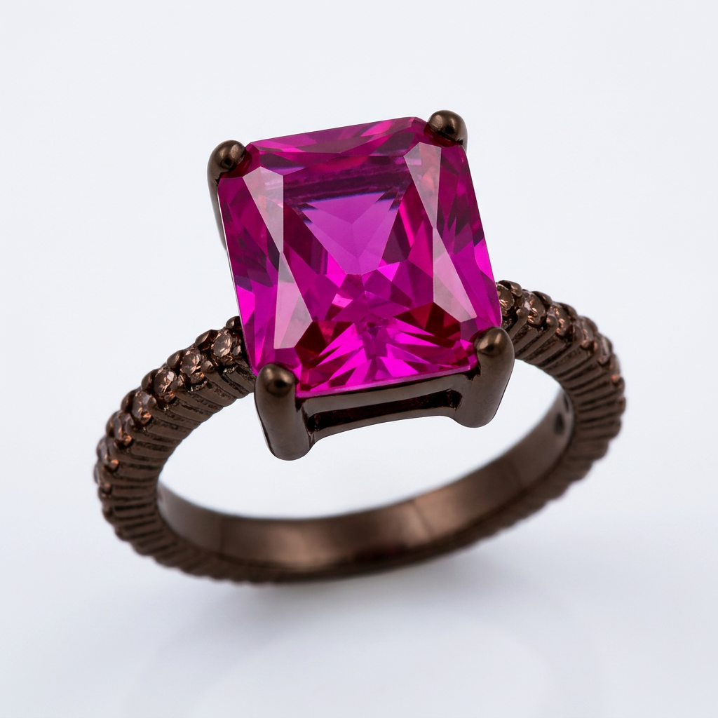 Avera Radiant Cut Engagement Ring In Dark Brown Finish
