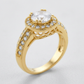 Avera Pave Halo Vintage Crown Ring in 14k Gold