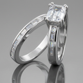 Avera Princess Baguette Wedding Set in Sterling Silver
