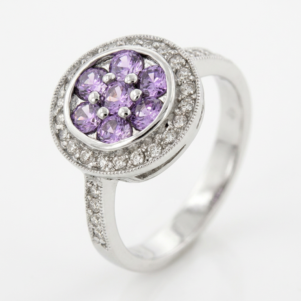 Avera Amethyst Lily Ring in Light Pastel Purple Floral Design