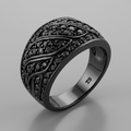 Avera Elegant Contemporary Swirl Ring In Polished Black