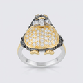 Avera Jet Cubic Zirconia Penguin Ring in Multi-Tone Finish