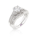 Avera Art Deco Round Cut Bridal Set in Radiant Silver