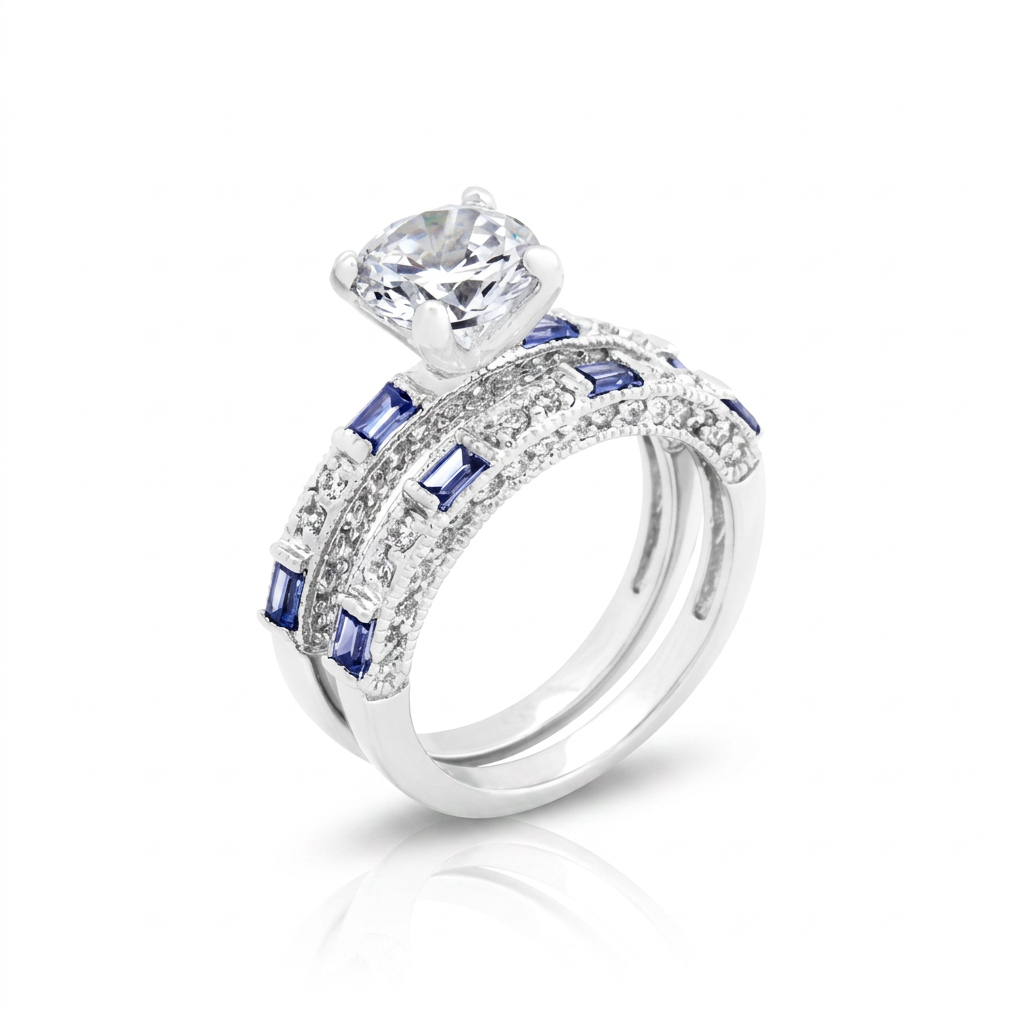 Avera Tanzanite Cubic Zirconia Ring Set in Sterling Silver