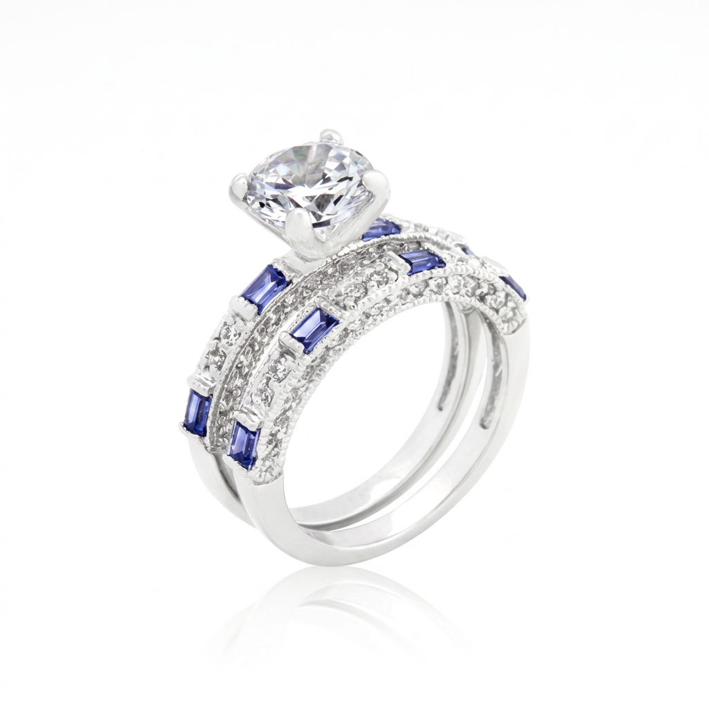 Avera Tanzanite Cubic Zirconia Ring Set in Sterling Silver