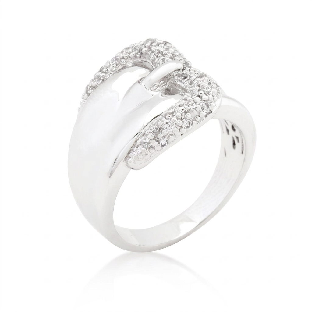 Avera Simple Cubic Zirconia Belt Ring in Polished Silver