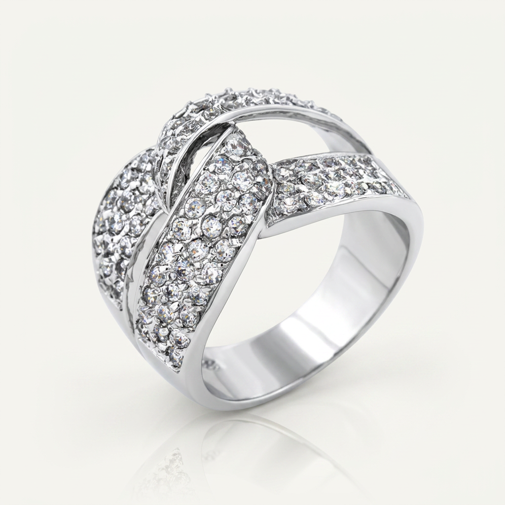Avera Cubic Zirconia Knot Ring in Polished Silver