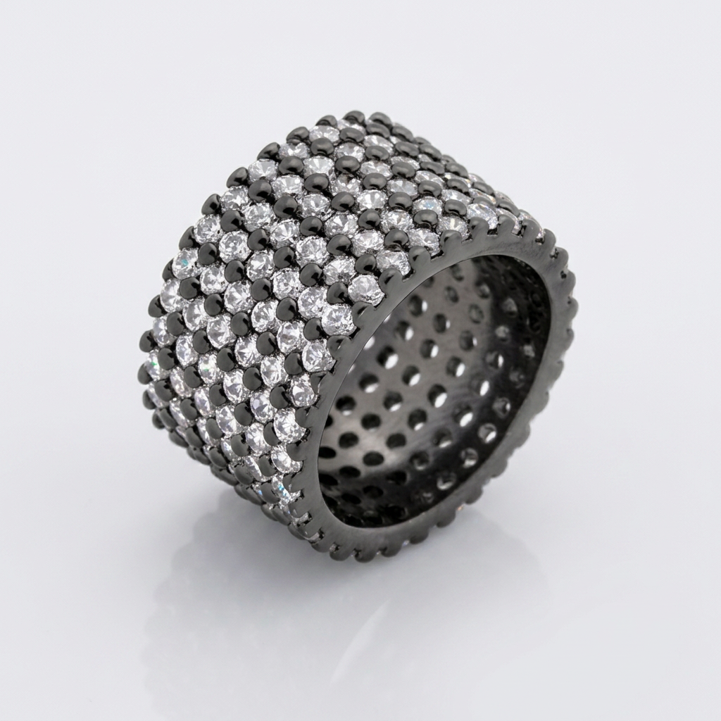Avera Wide Pave Cubic Zirconia Ring In Black Finish