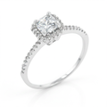 Avera Princess Cut Halo Engagement Ring in Sterling Silver