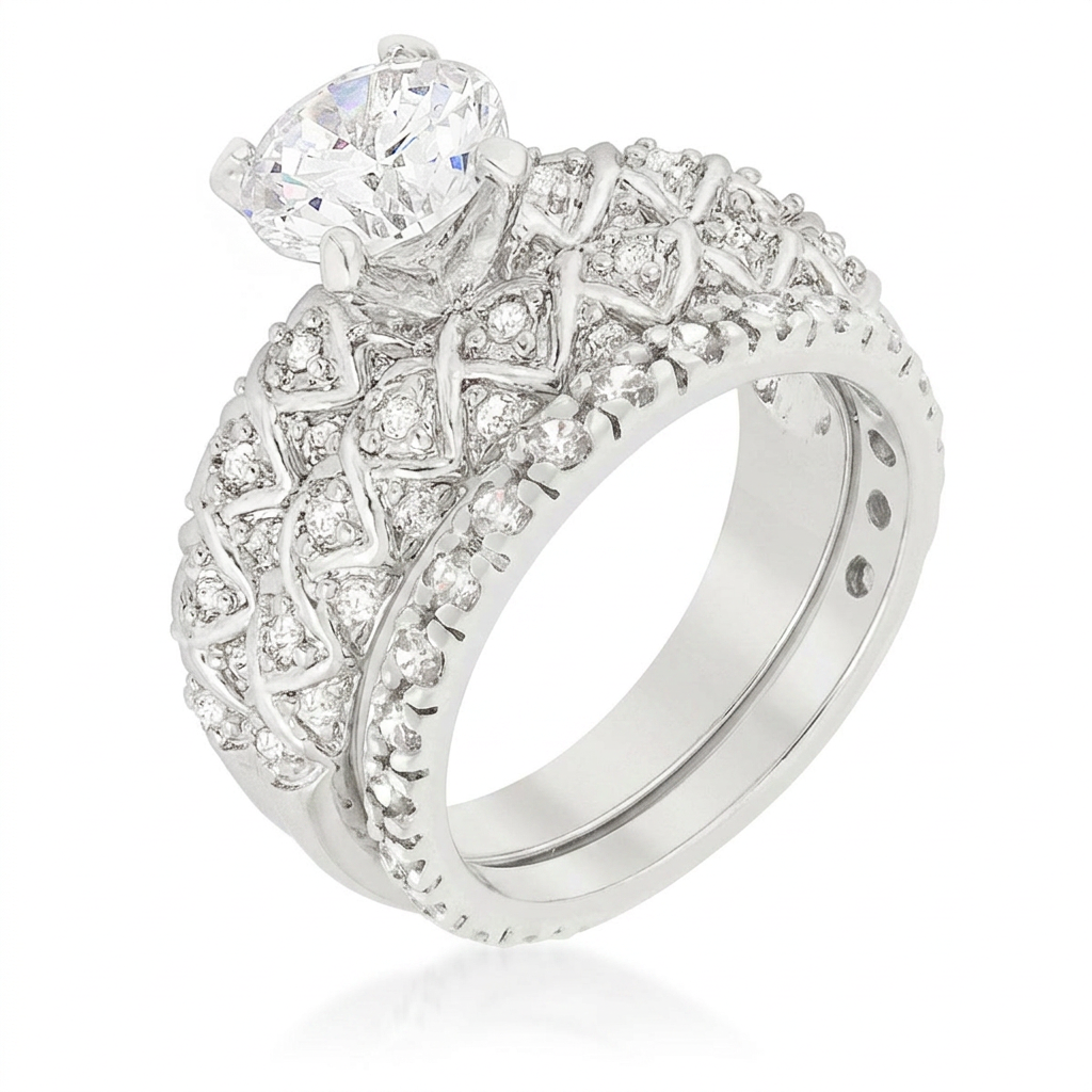 Avera Unique Wedding Set Petite Eternity Ring in Silver