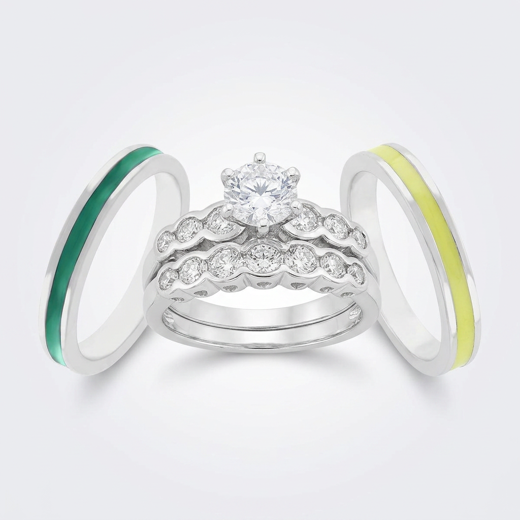 Avera Graduated Wedding Set 5 / Silver Eternity Band Collection
