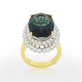 Avera Two-Tone Double Halo Cocktail Ring in Multi-Metal Finish