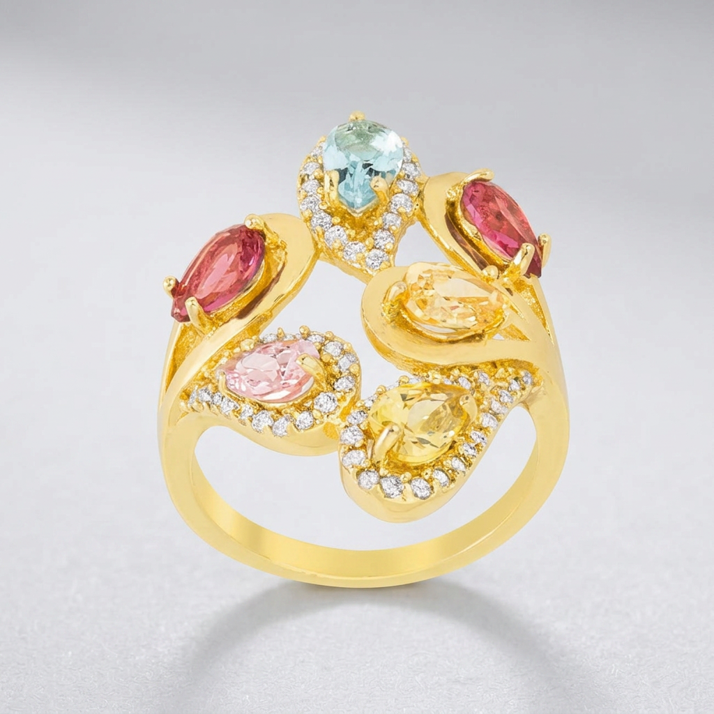 Avera Multi-Color Cocktail Ring Statement Jewelry