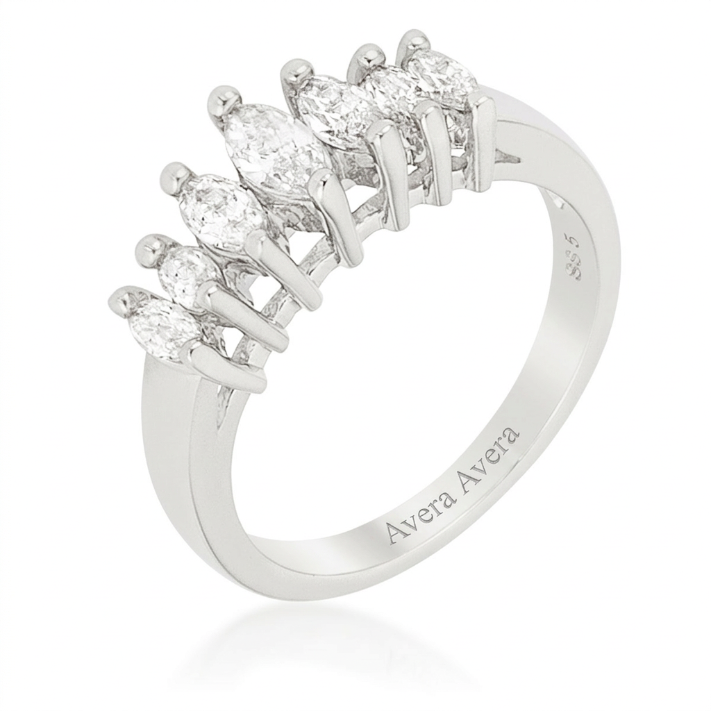 Avera Graduated Marquise Anniversary Band in Sterling Silver