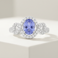 Avera Tanzanite Halo Pave Cocktail Ring in Light/Pastel Purple