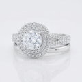 Avera Pave Round Wedding Ring Set In Sterling Silver