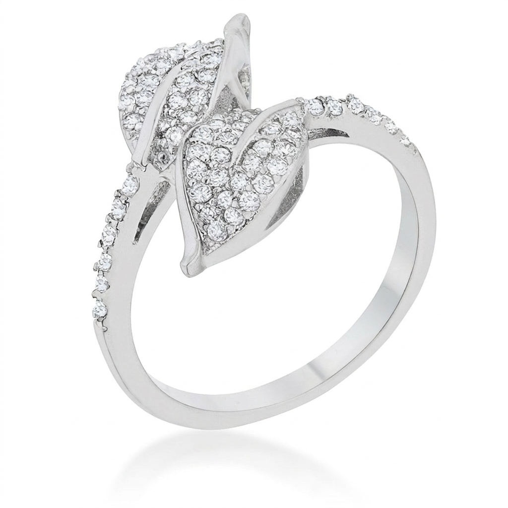 Avera Liana 0.1ct Cubic Zirconia Leaf Wrap Ring in Silver