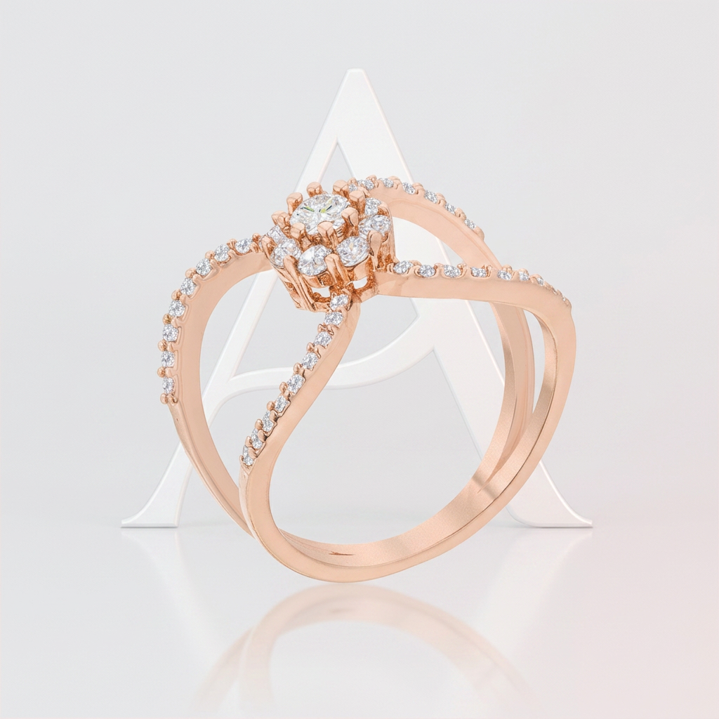 Avera 0.4ct Cubic Zirconia Delicate Floral Wrap Ring in Pink