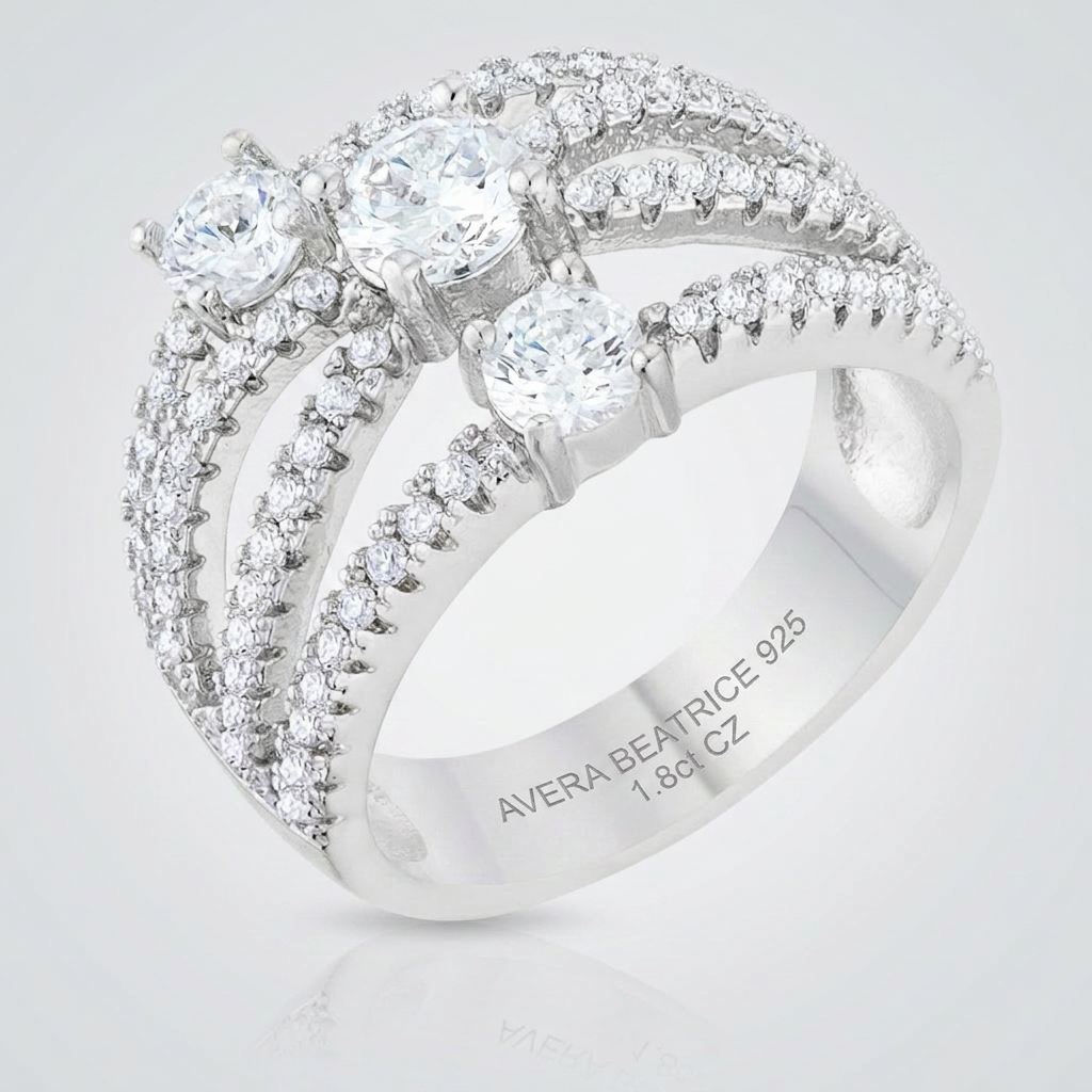 Avera Beatrice 1.8ct Cubic Zirconia Statement Ring in Silver