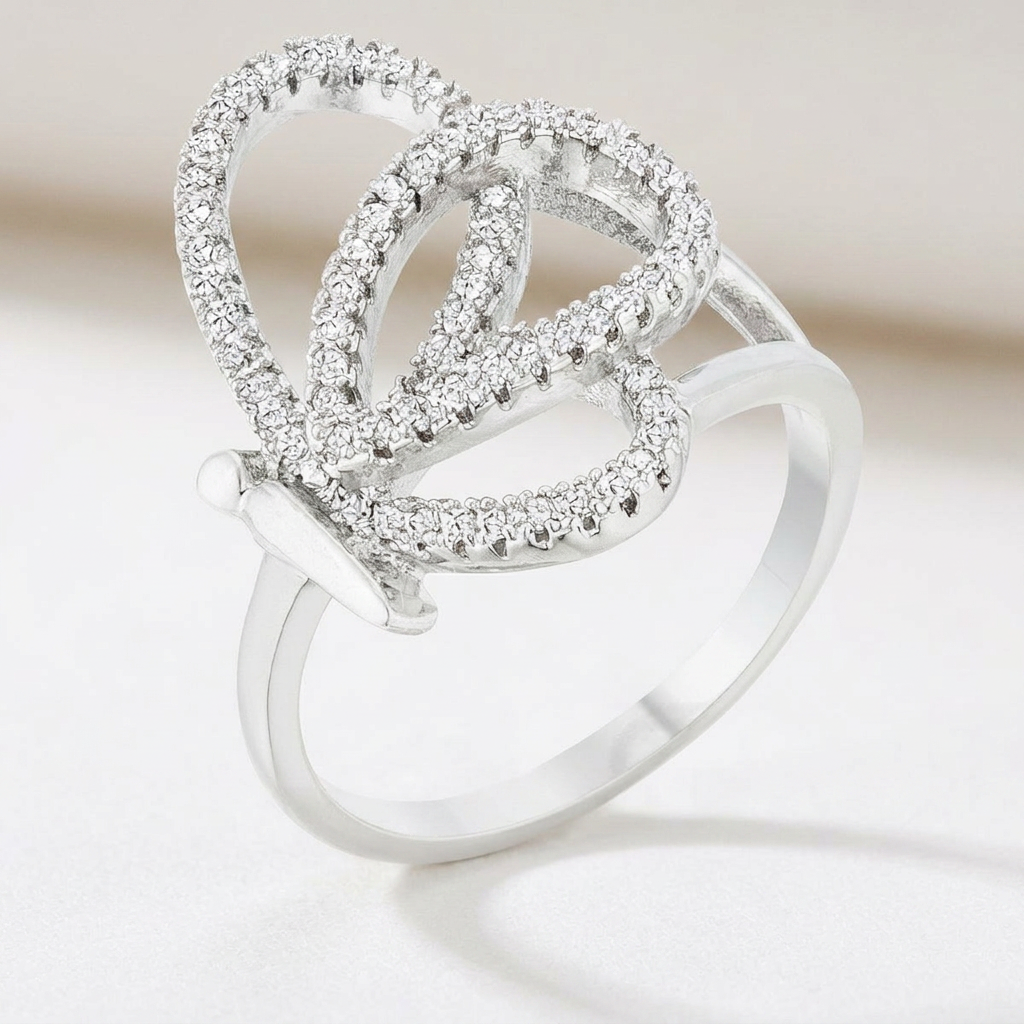 Avera Bea 0.4ct Cubic Zirconia Pave Butterfly Ring in Silver