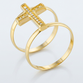 Avera Francis 0.08ct CZ Contemporary Cross Ring in Gold