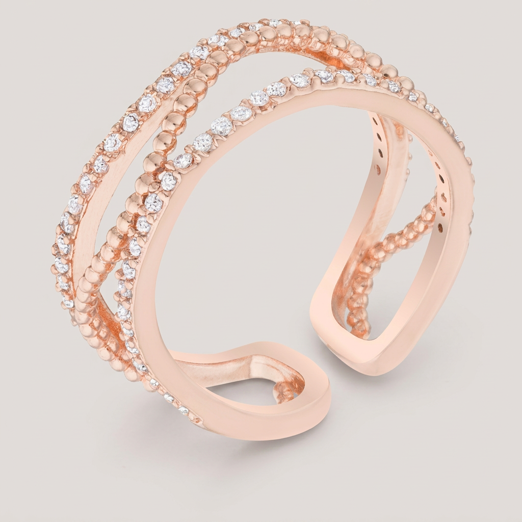 Avera Marina 0.5ct Cubic Zirconia Abstract Cuff Ring