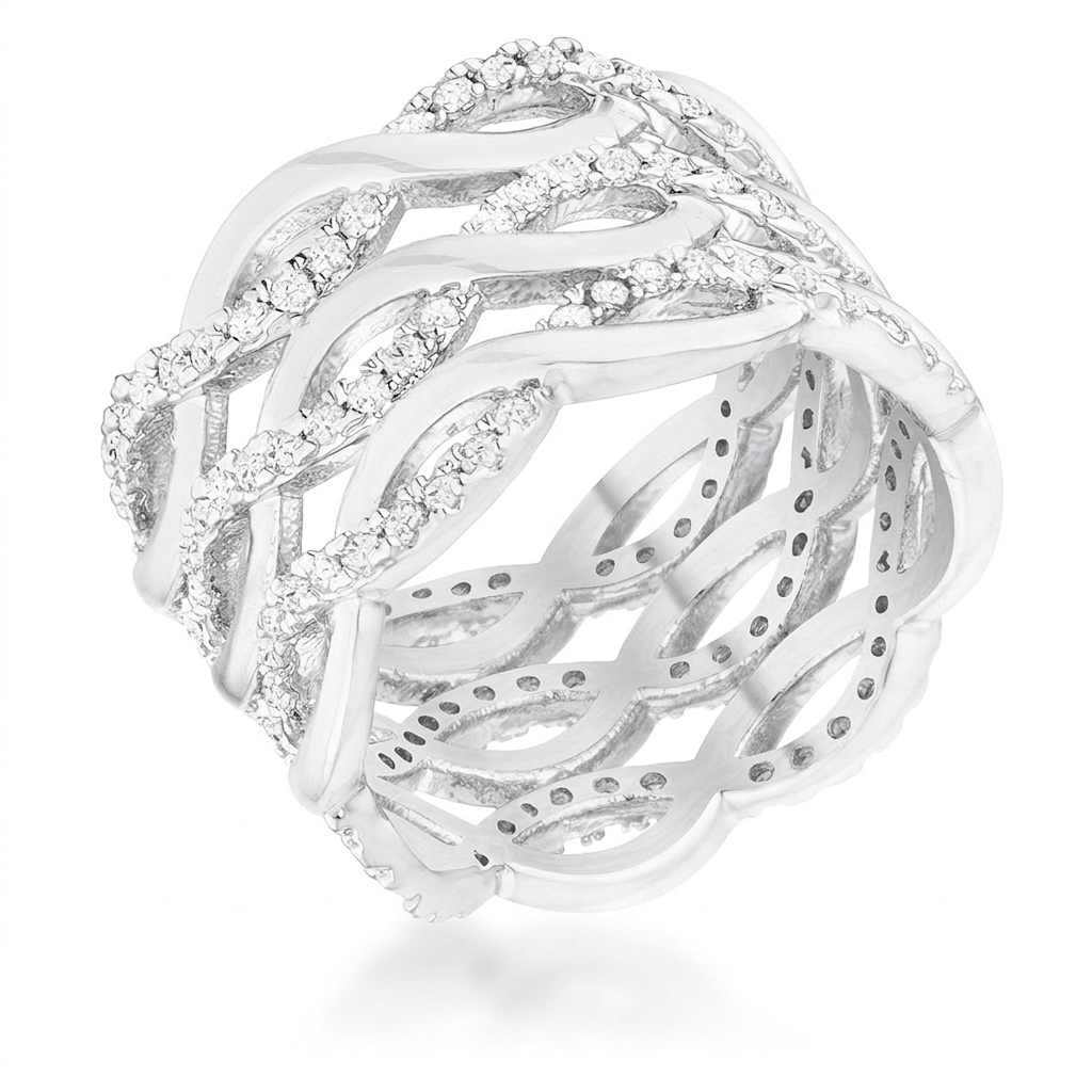 Avera Contemporary 0.88ct Cubic Zirconia Twist Wide Cocktail Ring