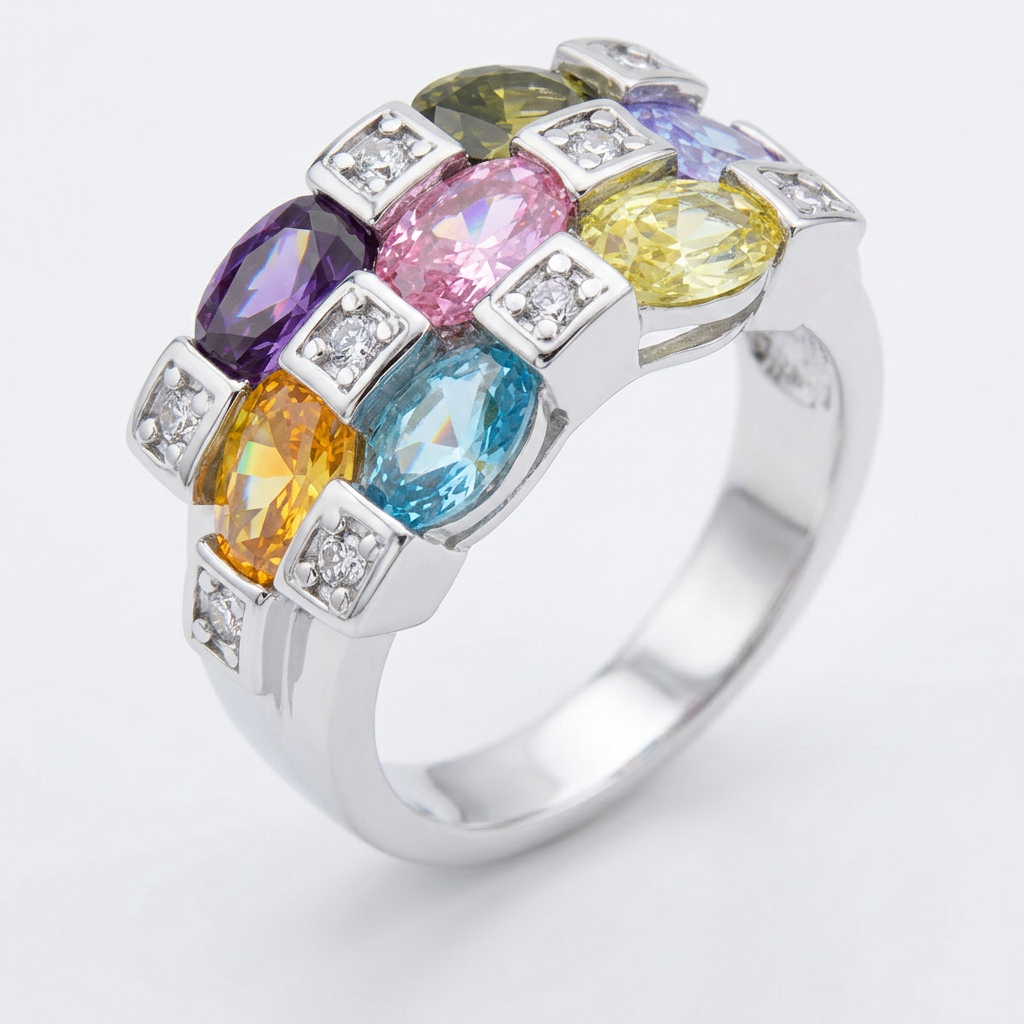 Avera Mina 3.1ct Multicolor Cubic Zirconia Cocktail Ring