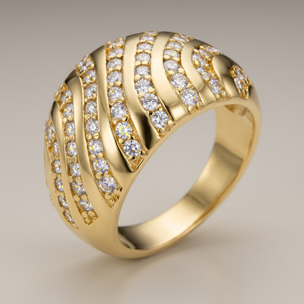 Avera Shayla 0.95ct Cubic Zirconia 14k Contemporary Dome Ring
