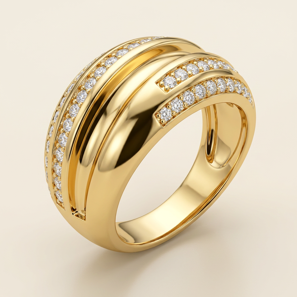Avera Shayla 0.95ct Cubic Zirconia 14k Contemporary Dome Ring