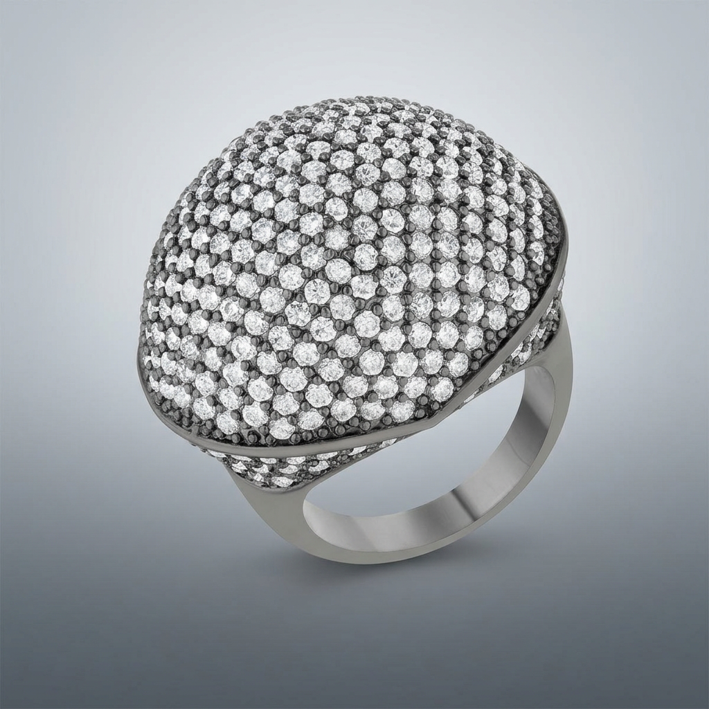Avera Dara 4.75ct Cubic Zirconia Hematite Dome Cocktail Ring