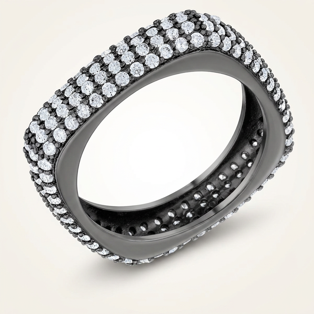 Avera Jana 1.29ct Cubic Zirconia Hematite Square Band Ring