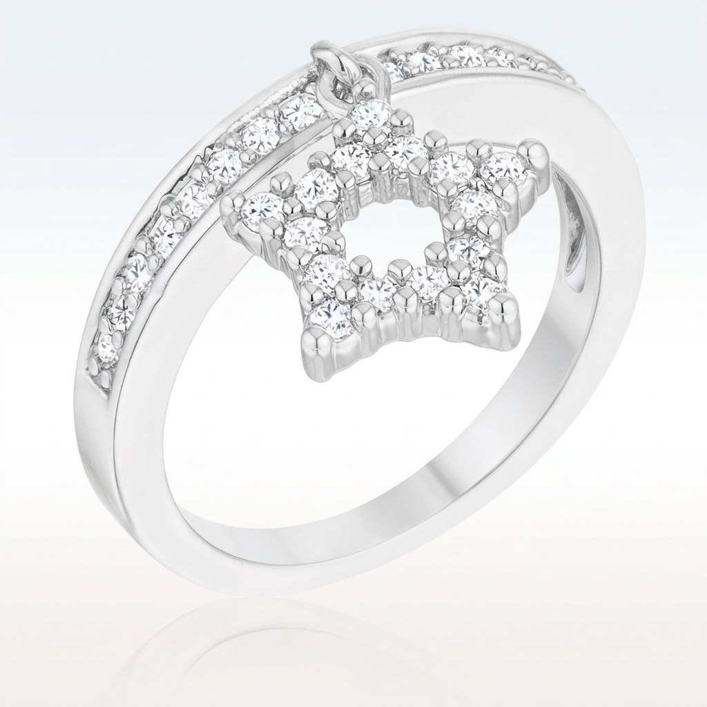 Avera Star 0.25ct Cz Simple Holiday Charm Band Ring