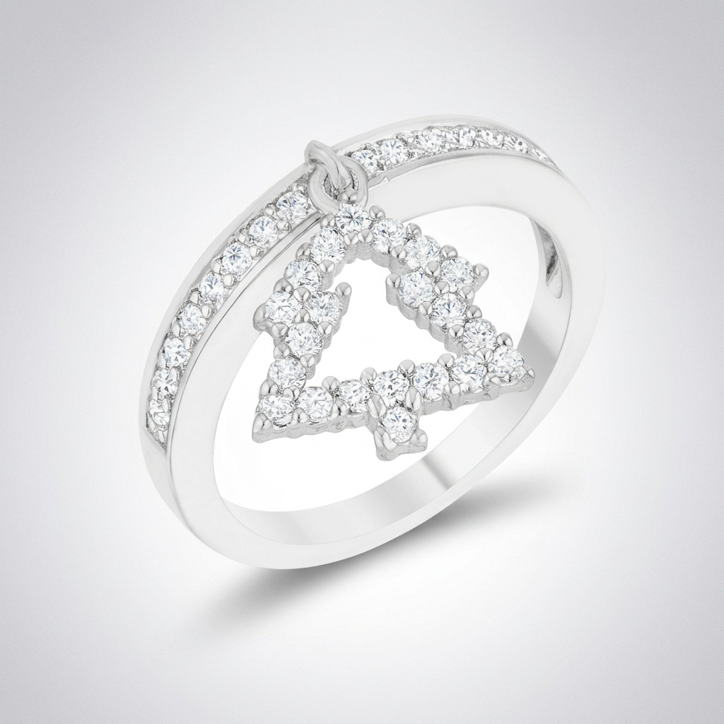 Avera Christmas Tree 0.3ct CZ Holiday Charm Ring Size 5 Silver