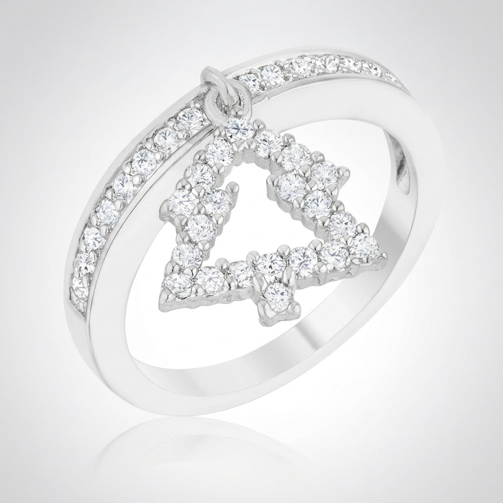 Avera Christmas Tree 0.3ct CZ Holiday Charm Ring Size 5 Silver