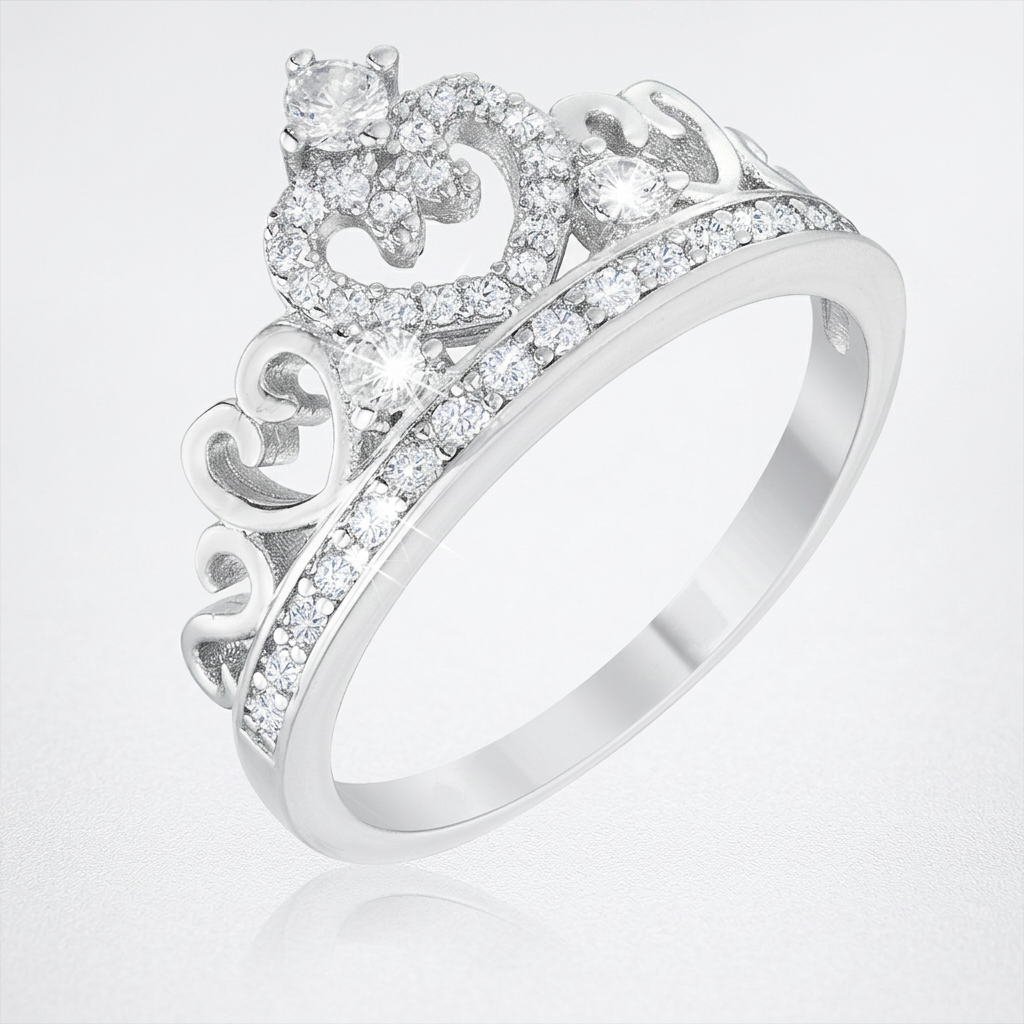 Avera Aurora 0.34ct Heart Crown Sterling Silver Ring