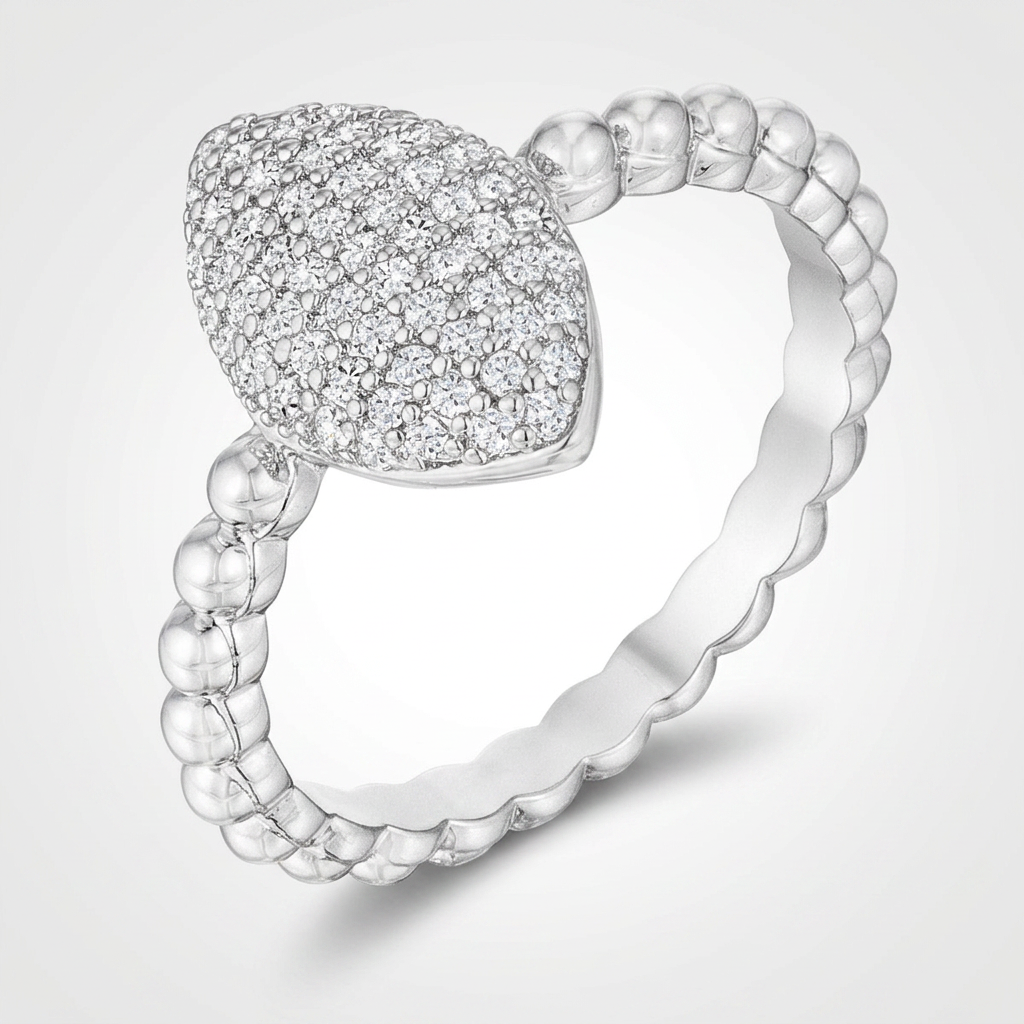 Avera .3Ct Oval-Designed Ring With Cubic Zirconia In Silver