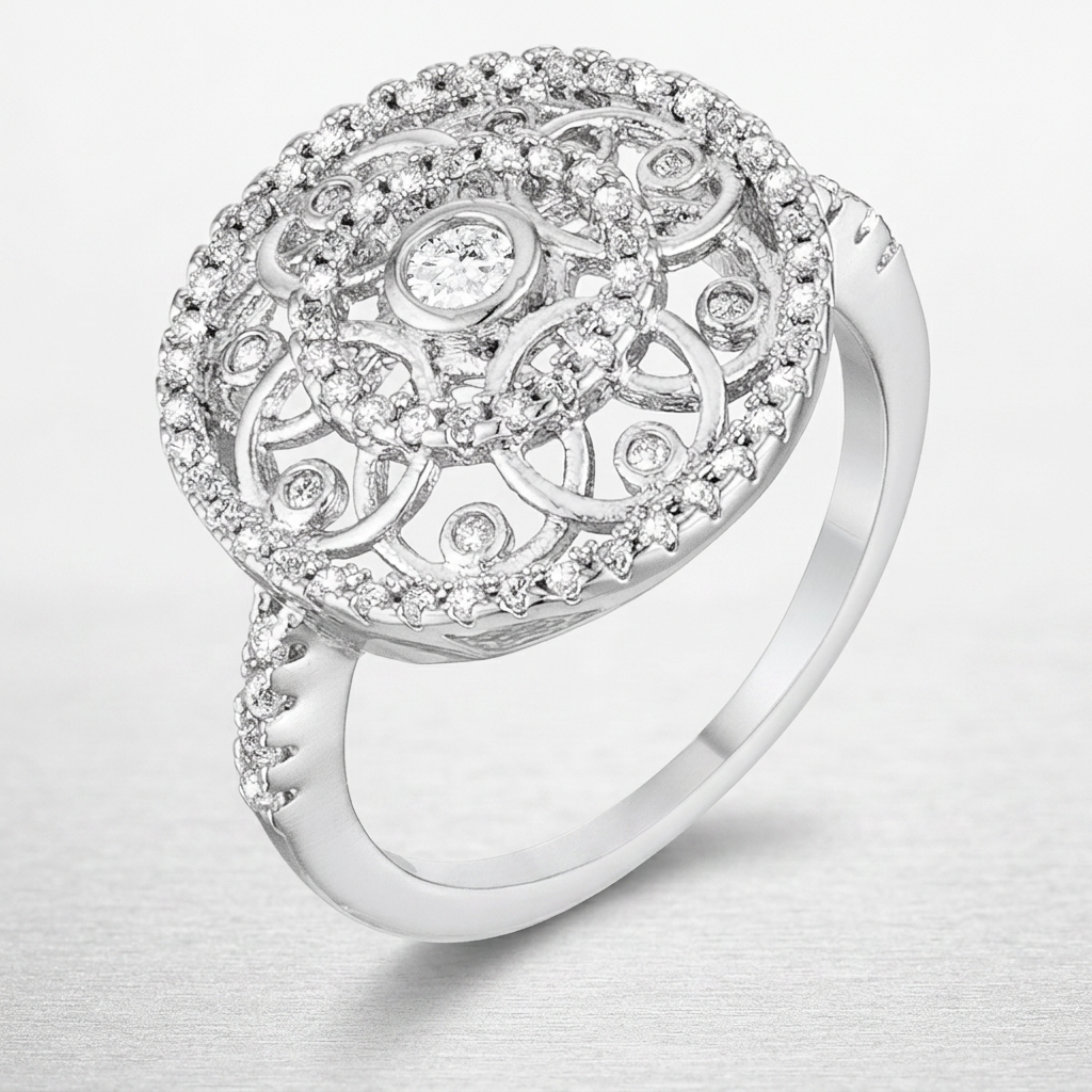 Avera Interlocking Circles Ring with Cubic Zirconia in Silver