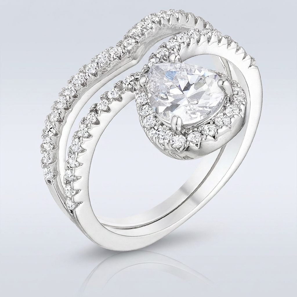 Avera 1.75Ct Chevron Wedding Set With Cubic Zirconia