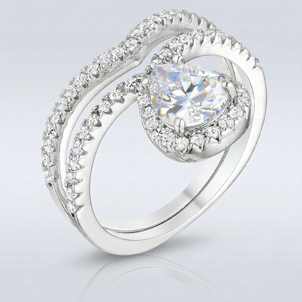 Avera 1.75Ct Chevron Wedding Set With Cubic Zirconia