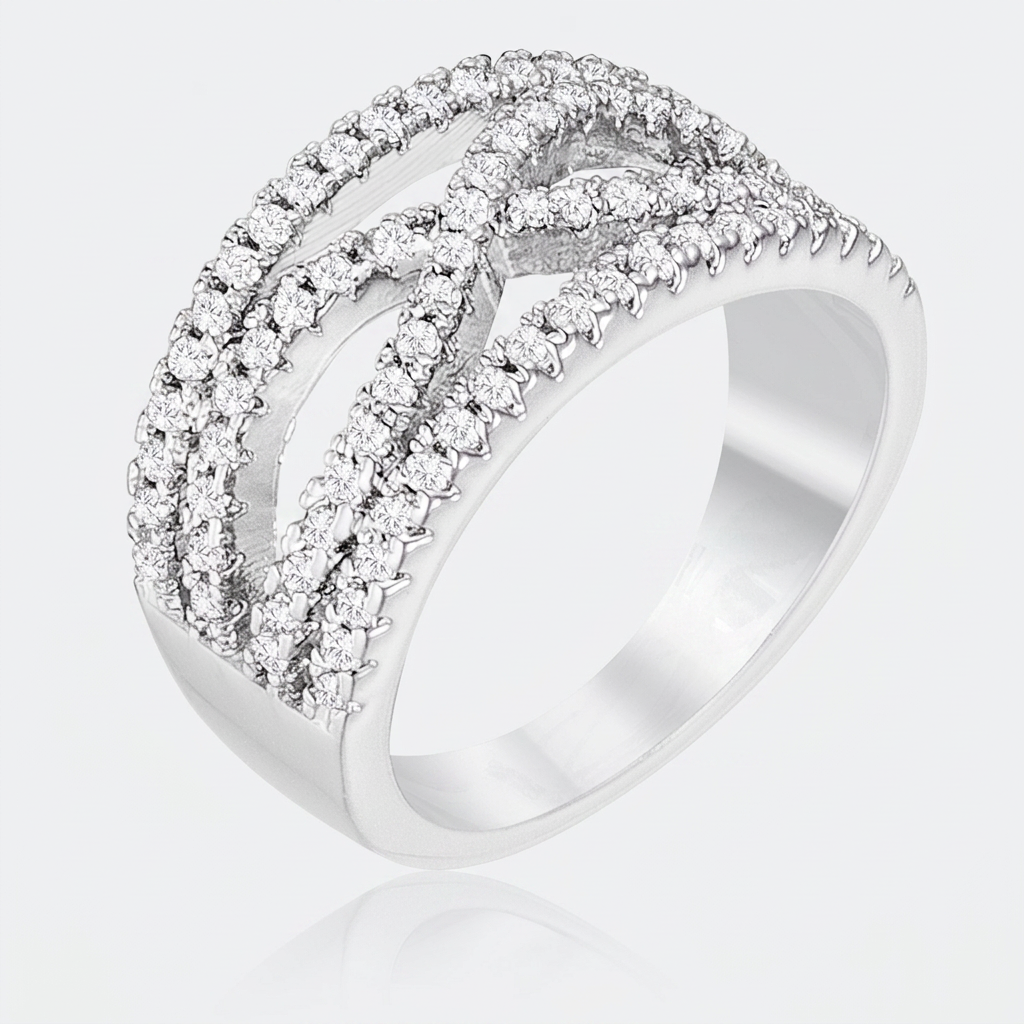 Avera .4Ct Plated Classic Twist Wide Cz Ring