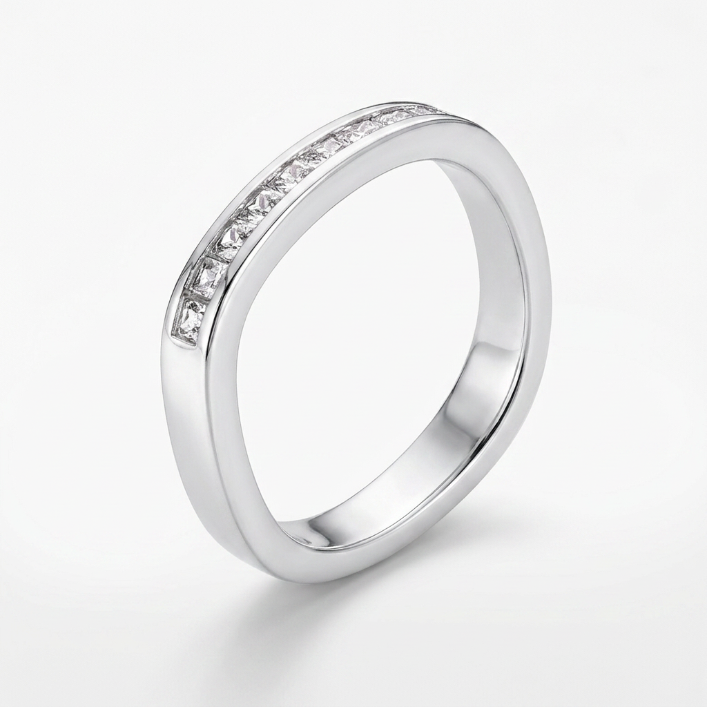 Avera .9Ct Channel Set Princess Cut Plated Square Shaped Stackable Band