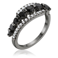 Avera 1.06Ct Hematite Plated Graduated Cubic Zirconia Half Eternity Ring