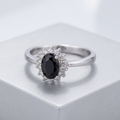 Avera Petite Oval Ring With Black Cubic Zirconia