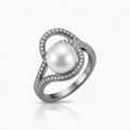 Avera Hematite Pearl Interlocked Double Teardrop Ring