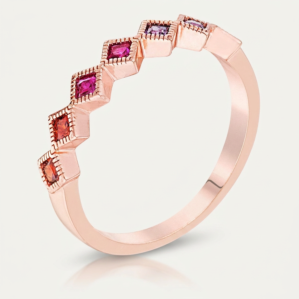 Avera Septem Multi-Color Princess Cut Half Eternity Band