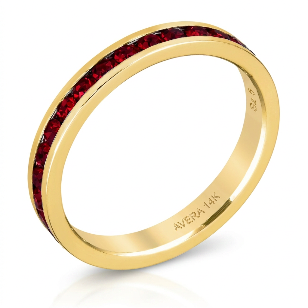 Avera Stylish Stackables Garnet and Gold Crystal Ring